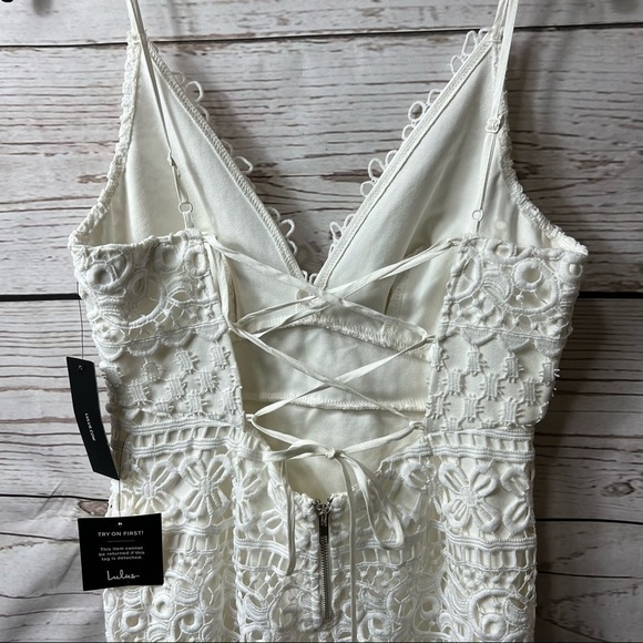 Nwt Lulu’s Miami Nights White Crochet Lace Bodycon Midi Dress - Picture 5 of 10